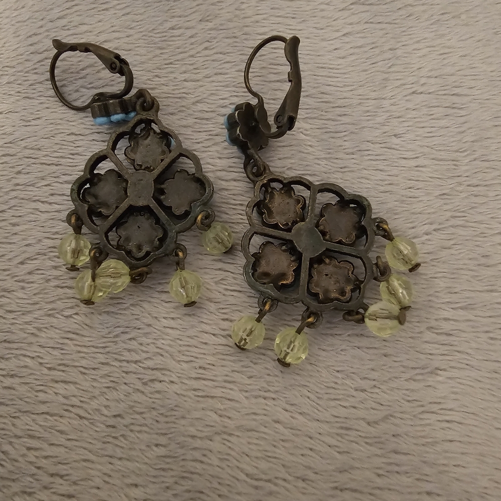 Dainty Faux Turquoise Pierced Earrings - Picture 2 of 2